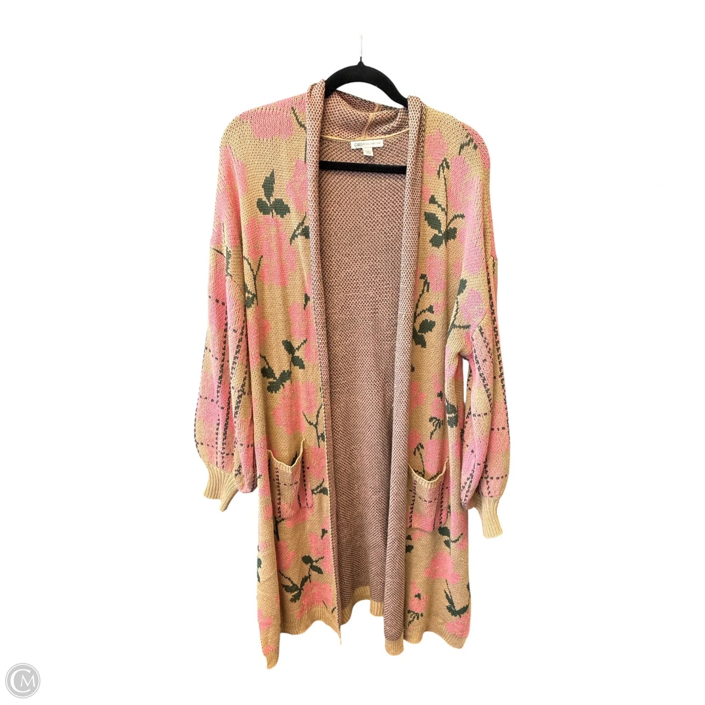 Sweater Cardigan By Cato In Pink & Tan, Size: Xxl