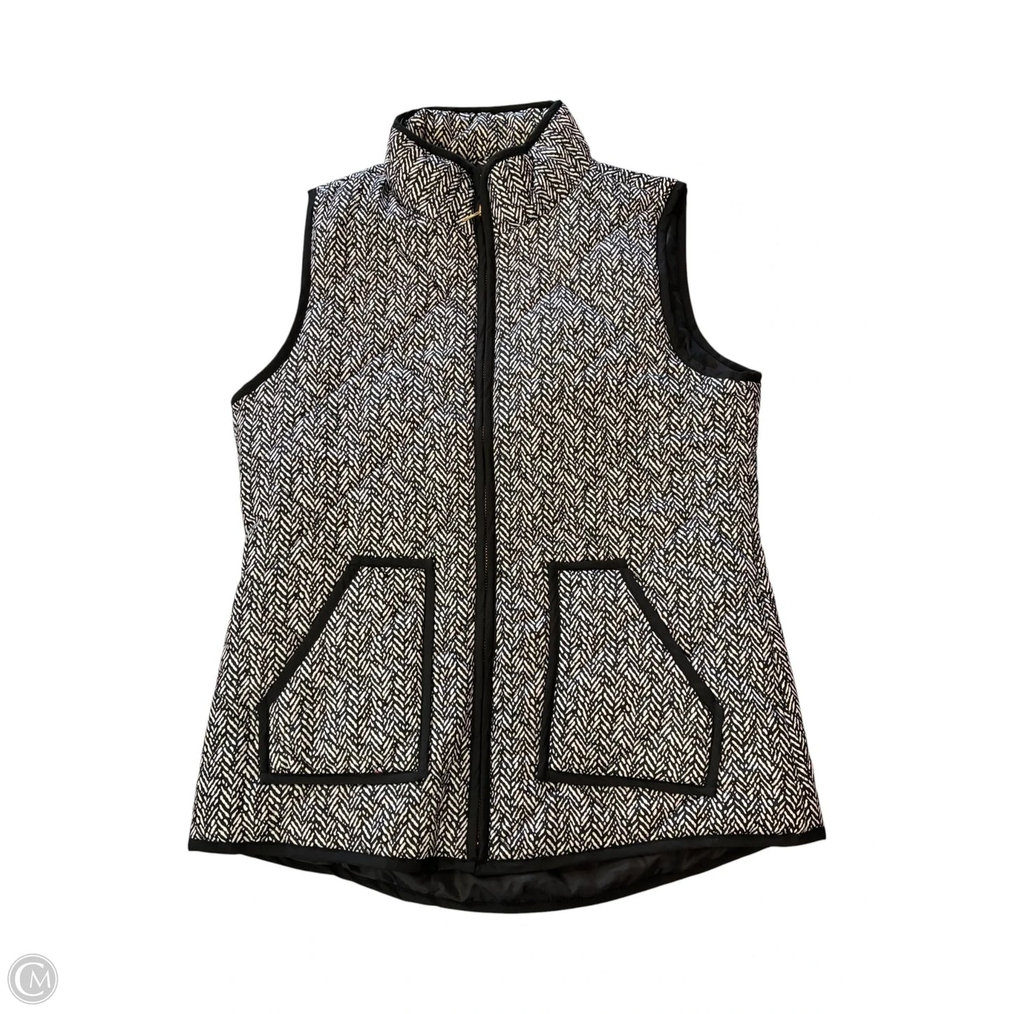 Vest Puffer & Quilted By Cmf In Black & White, Size: M