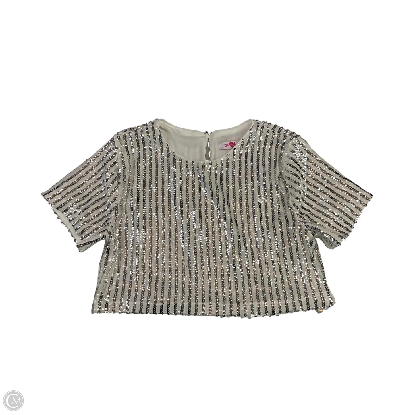 Top Short Sleeve By Buddy Love In Silver & White, Size: Xs