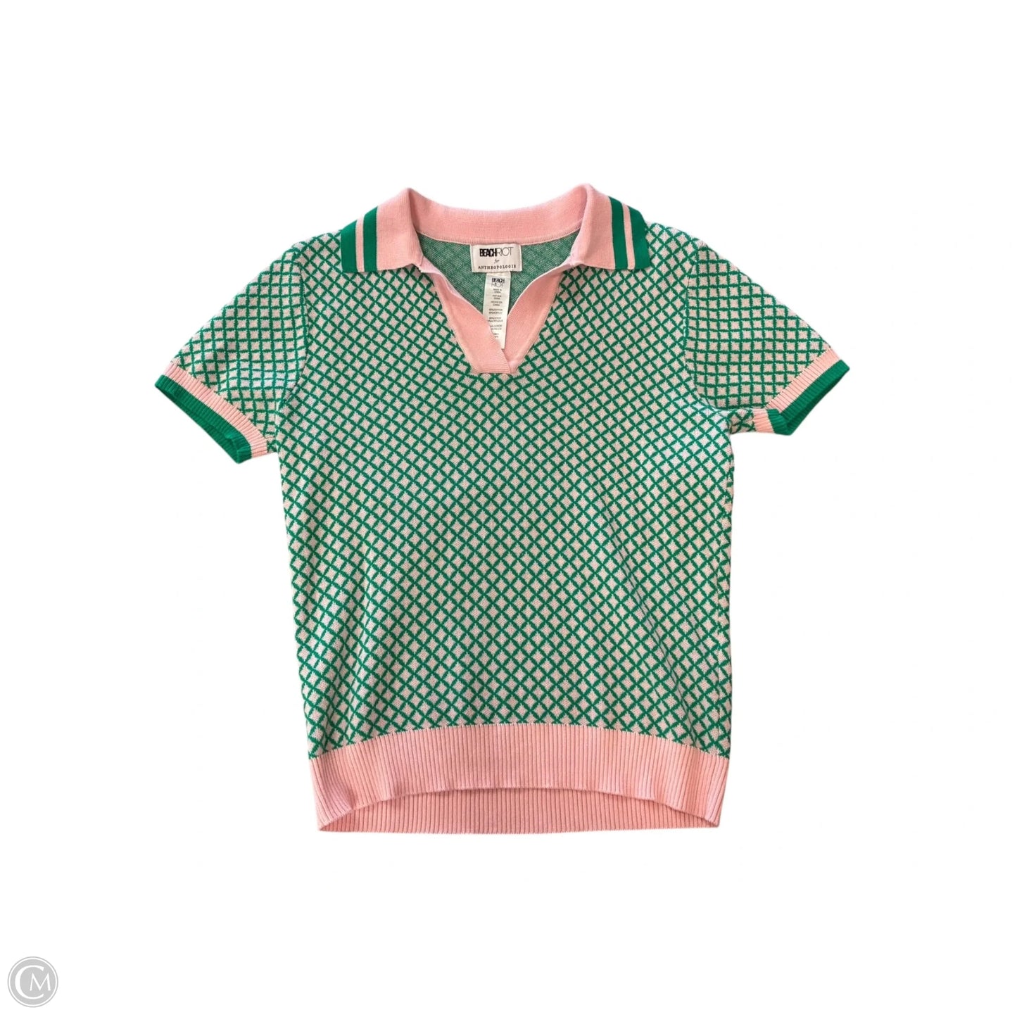Top Short Sleeve By Beach Riot In Green & Pink, Size: S
