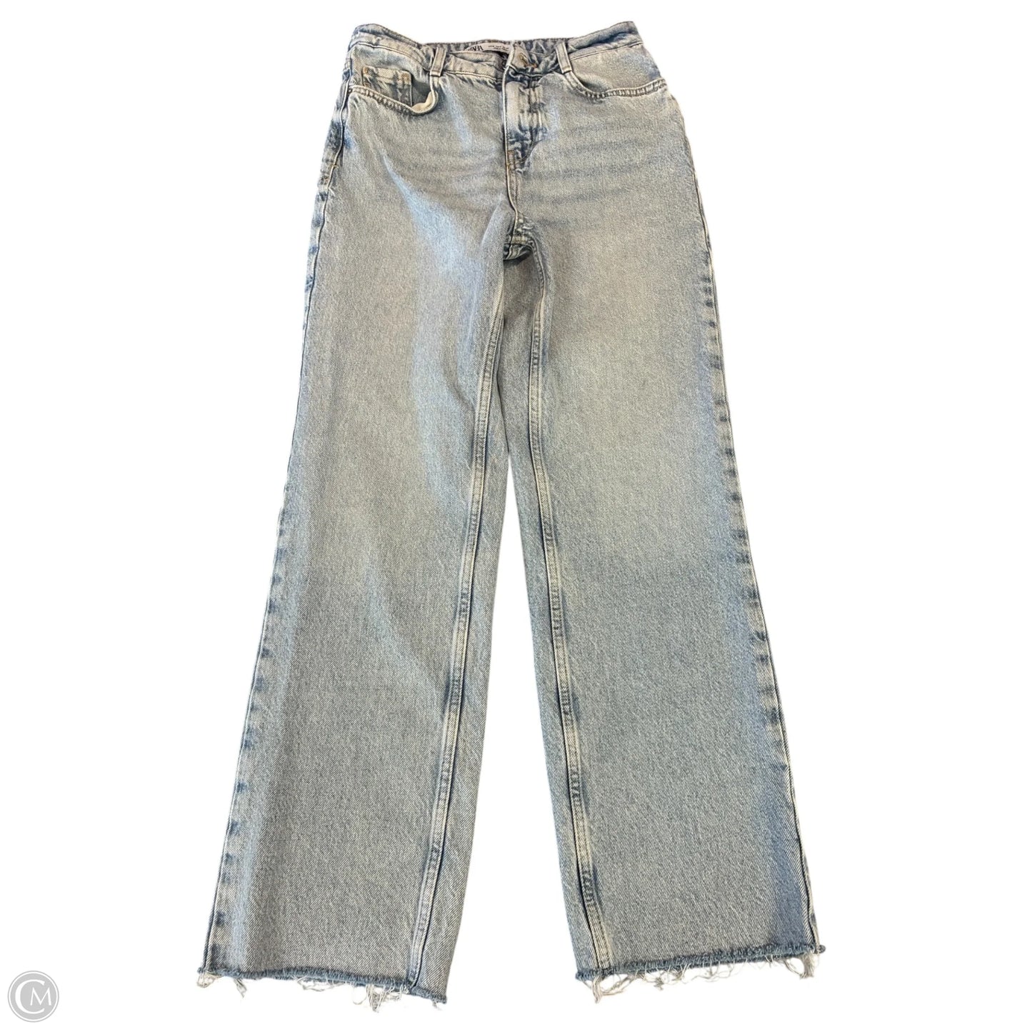 Jeans Straight By Zara In Blue Denim, Size: 4