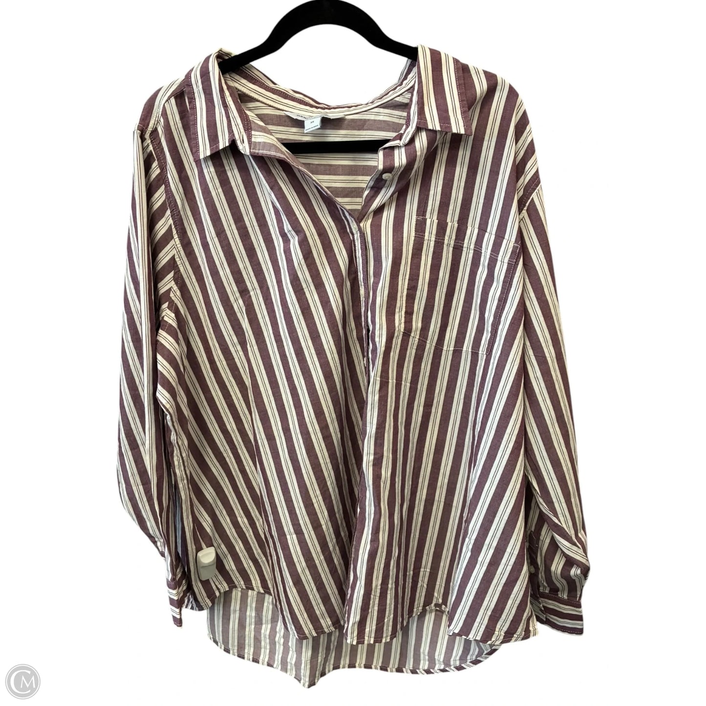 Top Long Sleeve By Old Navy In Purple & White, Size: 3x