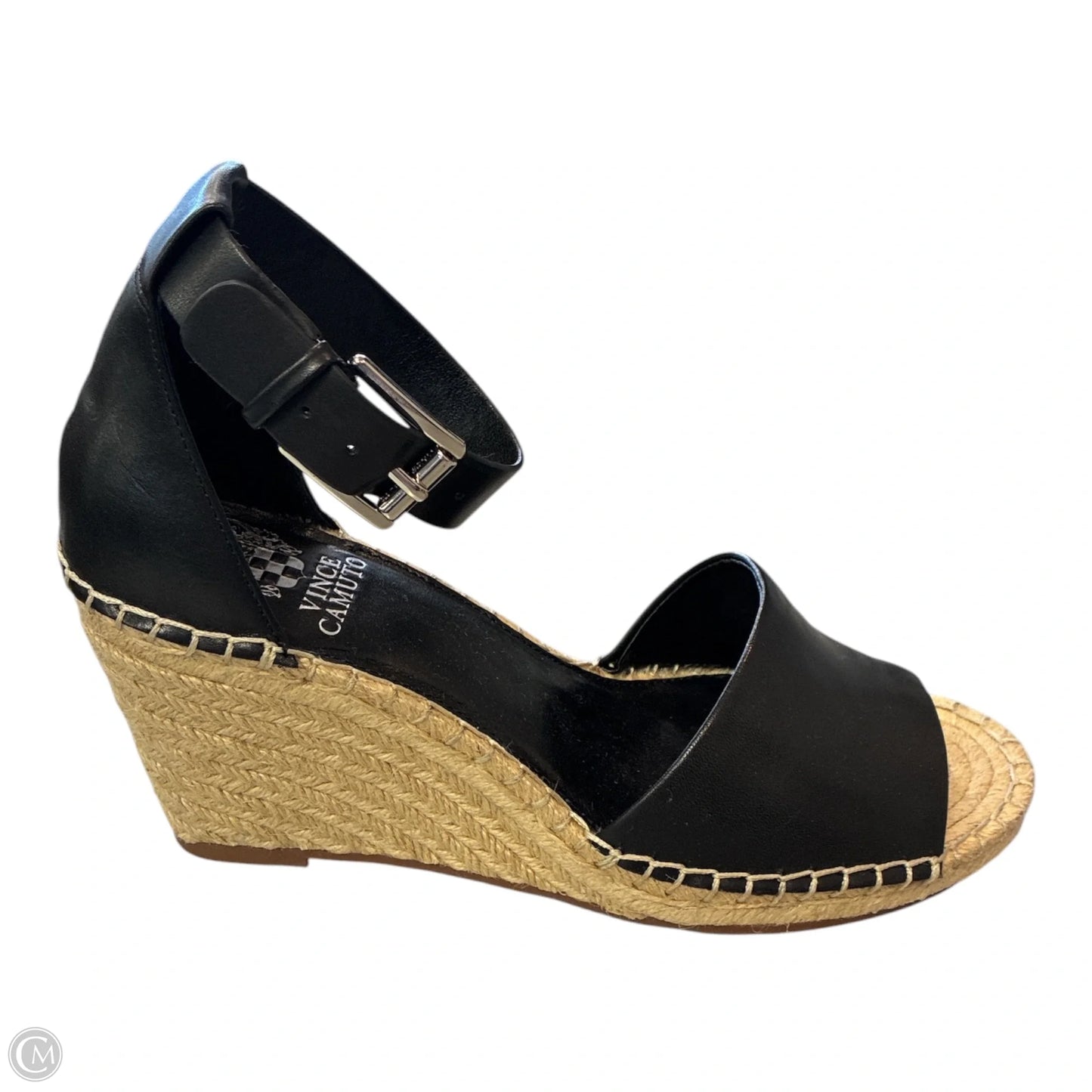 Sandals Heels Wedge By Vince Camuto In Black & Tan, Size: 9