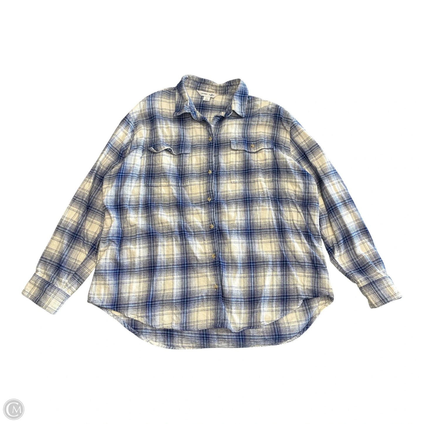 Top Long Sleeve By Old Navy In Blue & White, Size: Xl