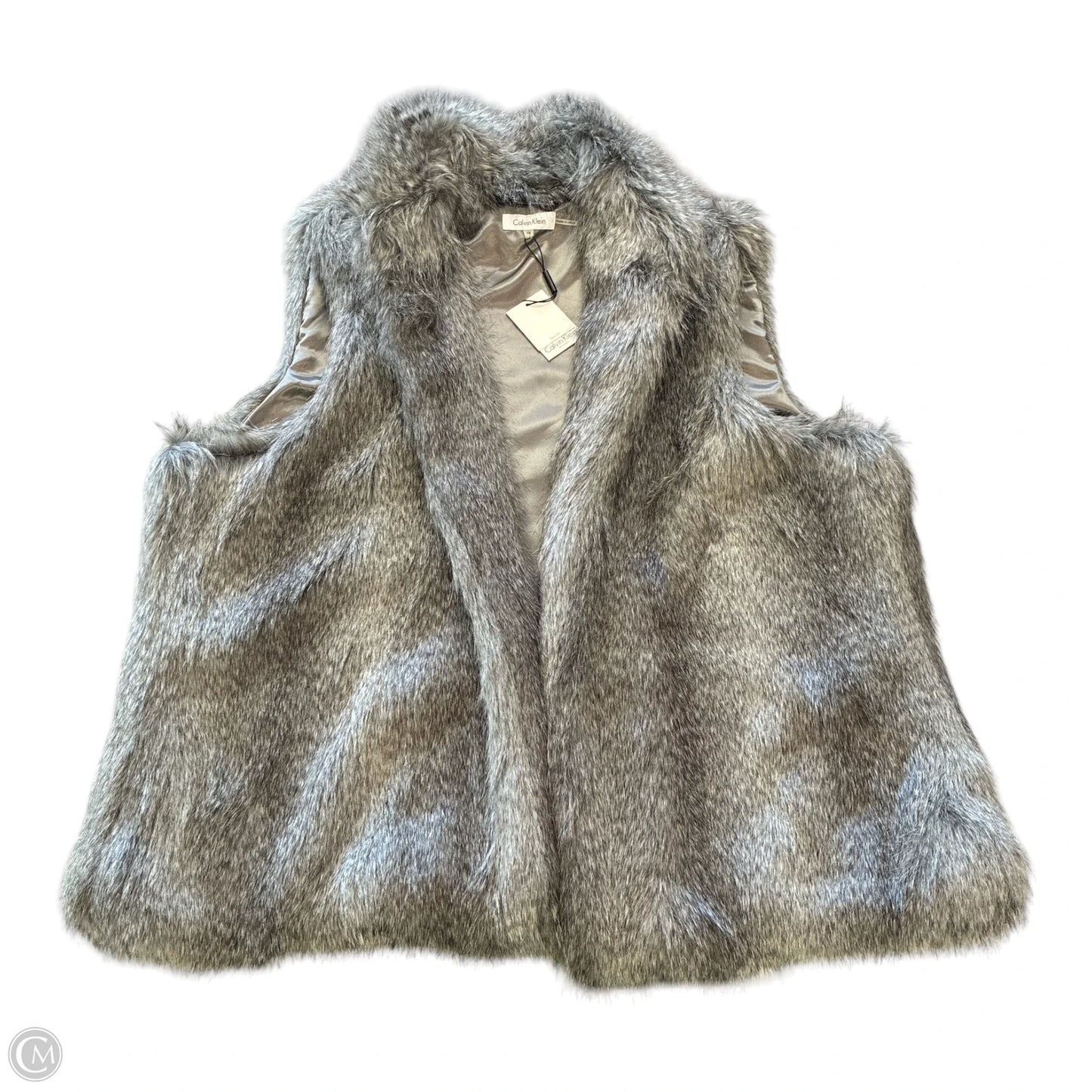 Vest Faux Fur & Sherpa By Calvin Klein In Grey, Size: 3x