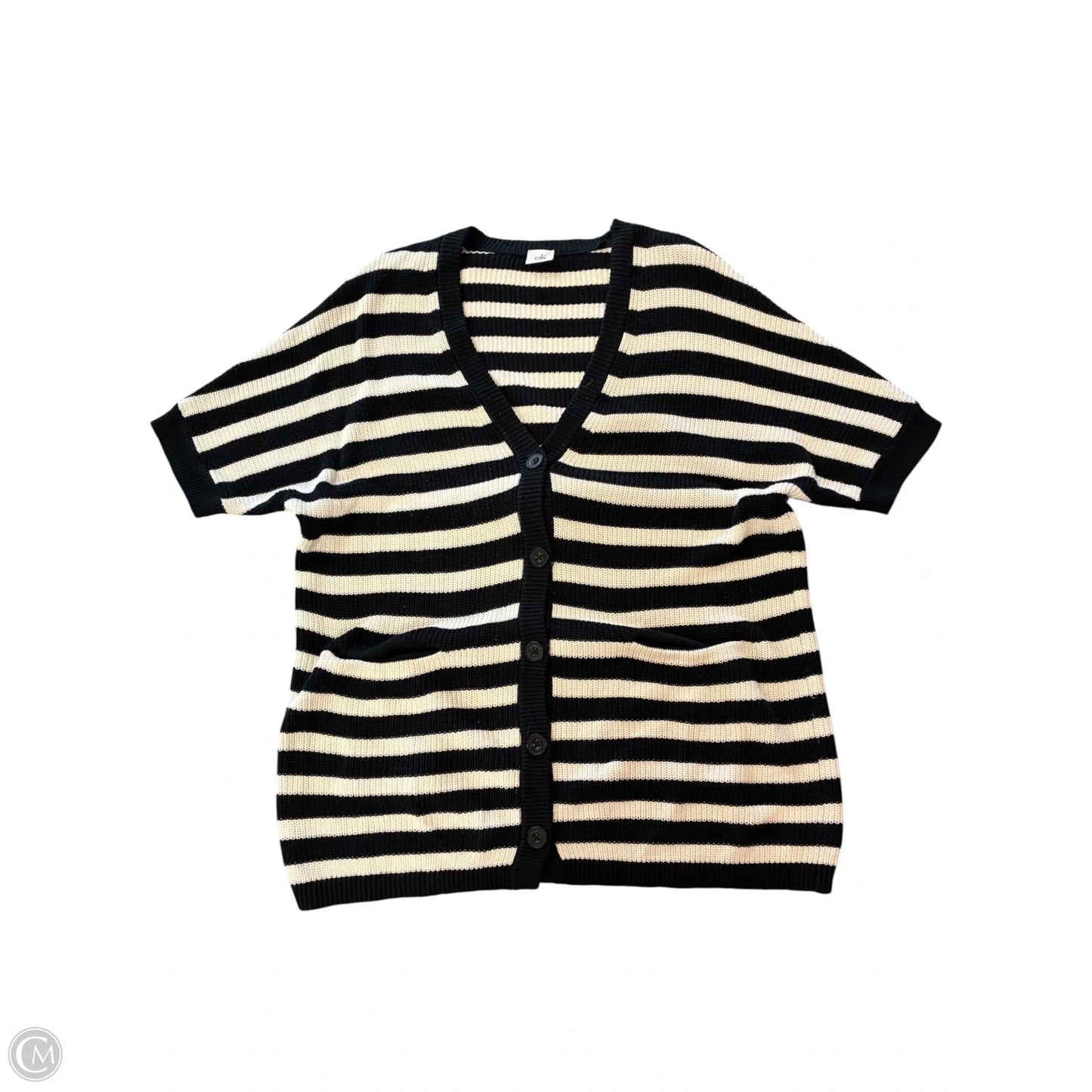 Sweater Short Sleeve By Cabi In Black & Cream, Size: M