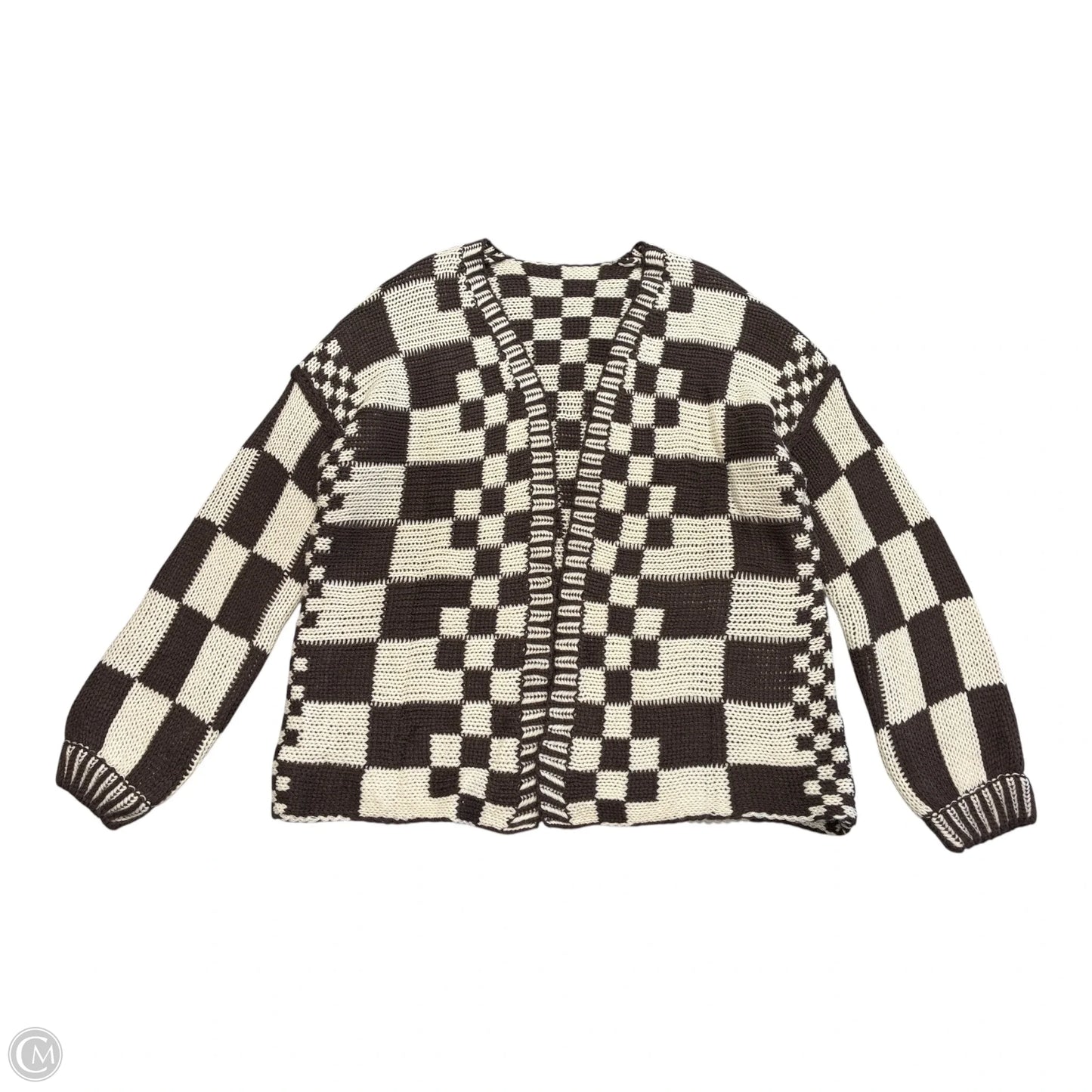 Sweater Cardigan By Cmf In Brown & Cream, Size: L