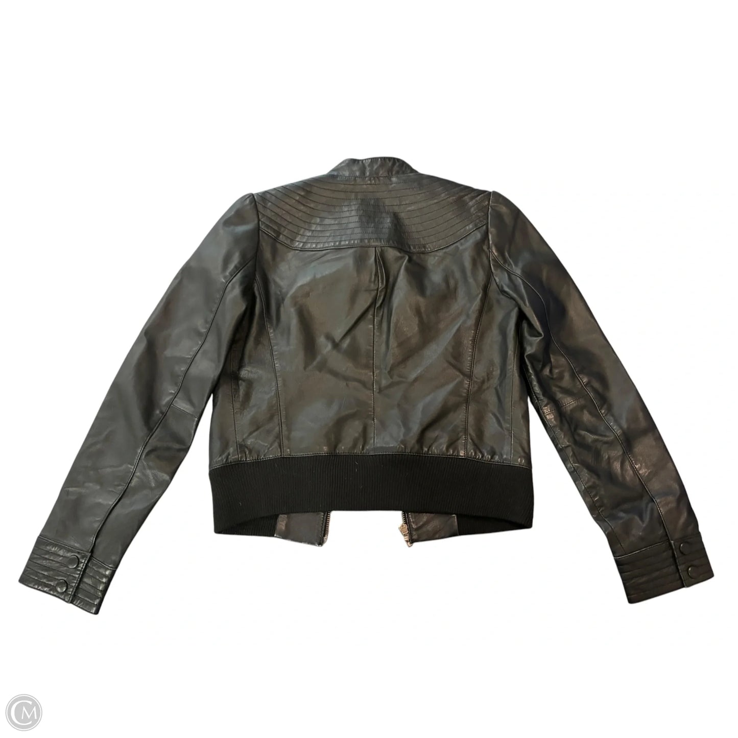 Jacket Moto Leather By Halogen In Black, Size: S