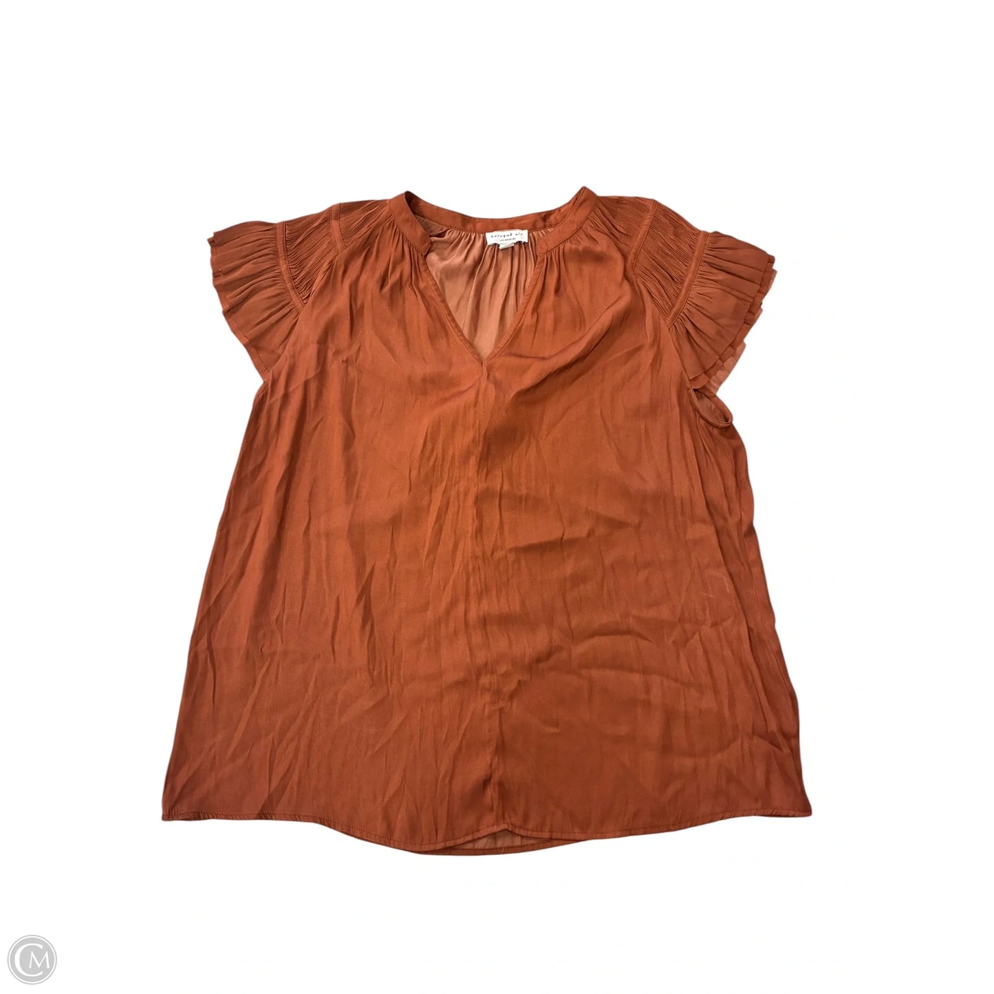 Blouse Short Sleeve By Current Air In Brown, Size: L