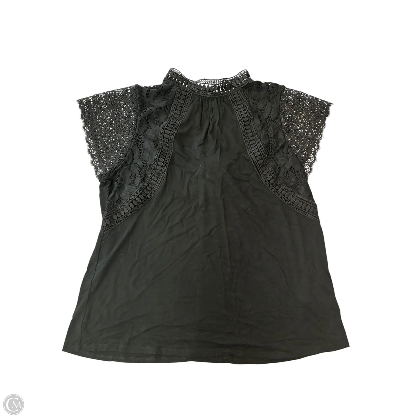 Blouse Short Sleeve By Cable And Gauge In Black, Size: M