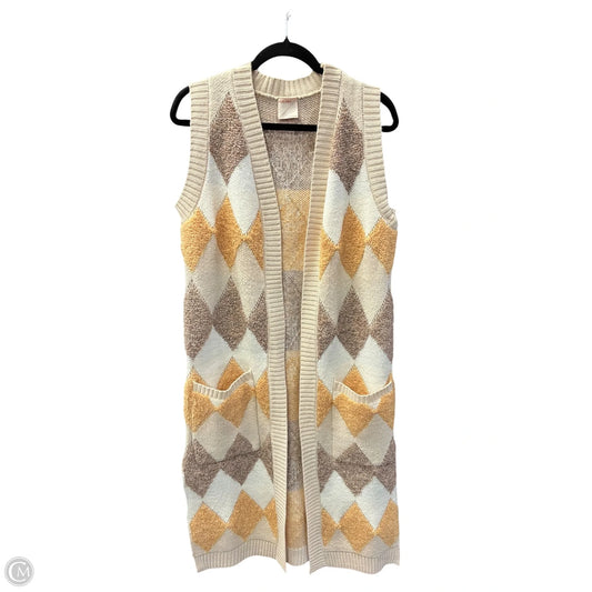 Vest Sweater By Kerisma In Tan & Yellow, Size: M