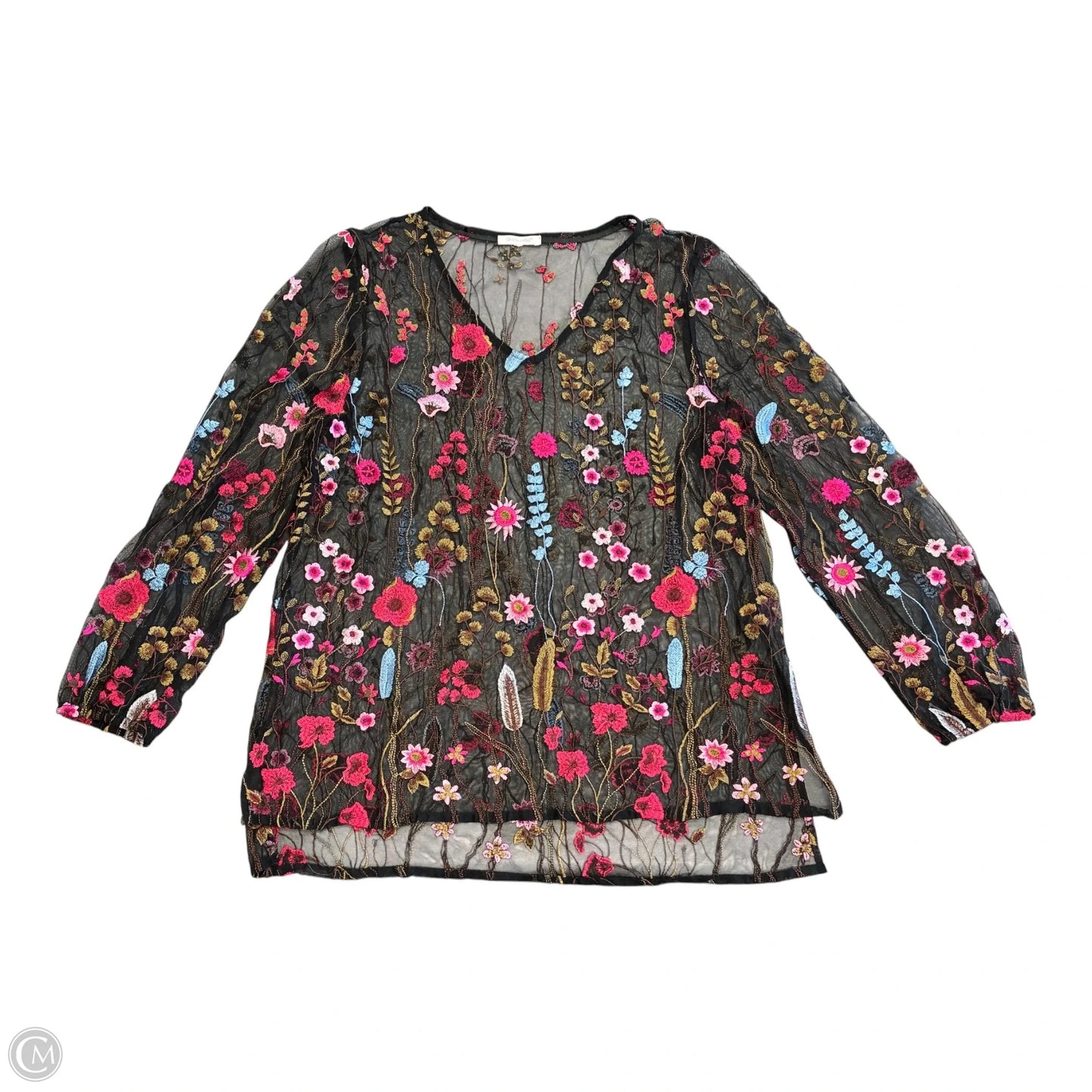 Blouse Long Sleeve By Cme In Floral Print, Size: L