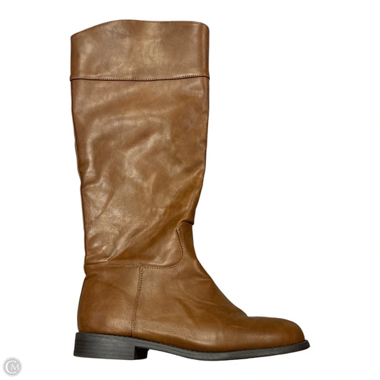 Boots Mid-calf Flats By Just Fab In Tan, Size: 8.5