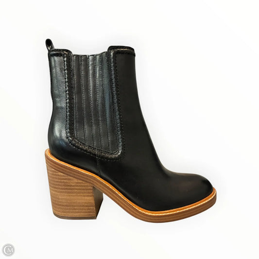 Boots Ankle Heels By Marc Fisher In Black & Tan, Size: 7.5