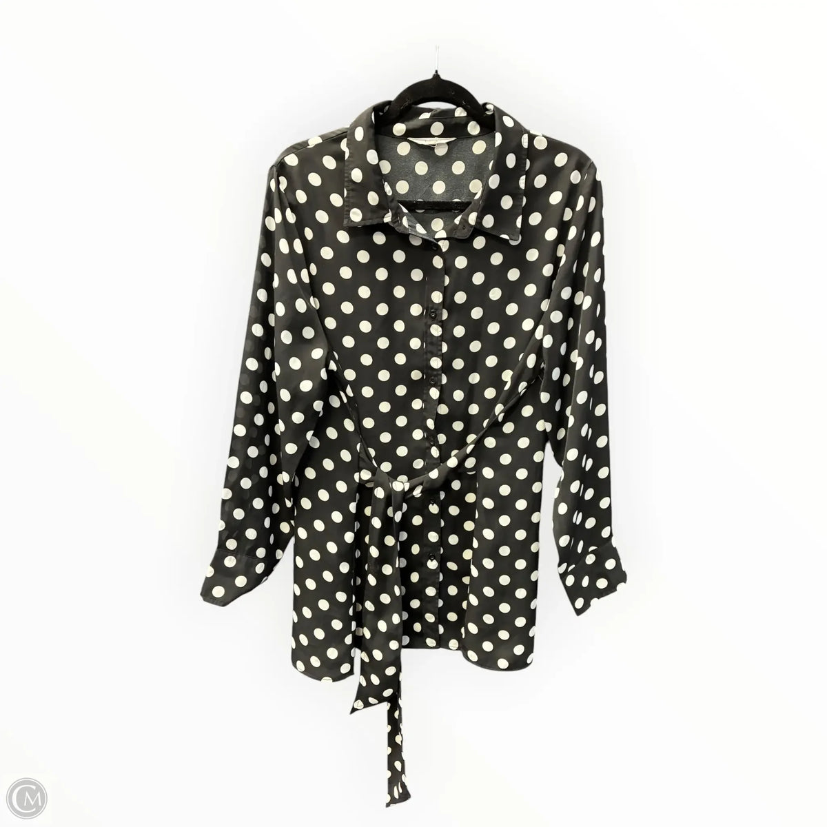 Blouse Long Sleeve By Cmf In Polkadot Pattern, Size: L