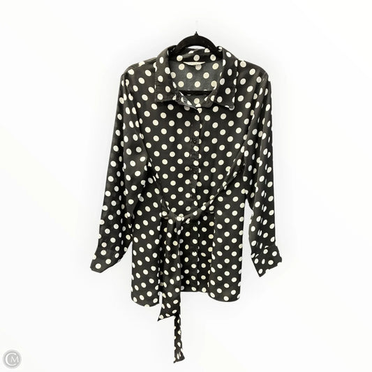 Blouse Long Sleeve By Cmf In Polkadot Pattern, Size: L
