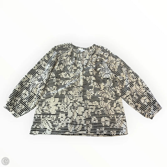 Top Long Sleeve By J. Jill In Black & Cream, Size: M