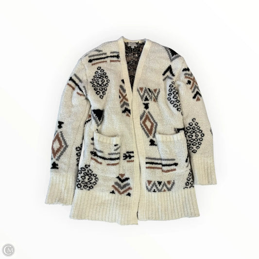 Sweater Cardigan By Clothes Mentor In Tan & White, Size: M