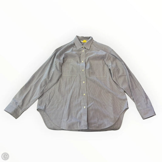 Top Long Sleeve By Uniqlo In Blue & White, Size: L