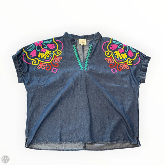 Blouse Short Sleeve By Umgee In Multi-colored, Size: L