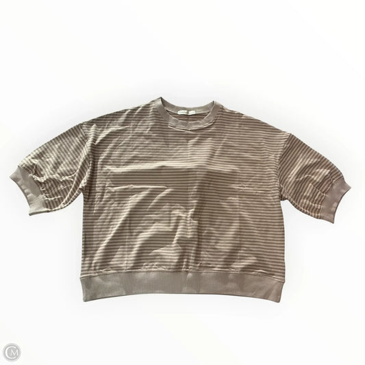 Top Short Sleeve By Zenana In Brown & Tan, Size: L
