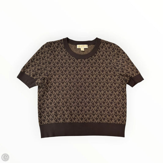 Top Short Sleeve By Michael By Michael Kors In Brown & Tan, Size: L