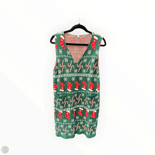 Dress Sweater By Cmf In Grey & Red, Size: M