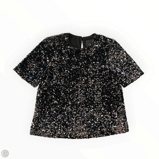 Blouse Short Sleeve By Alex Marie In Black & Silver, Size: S