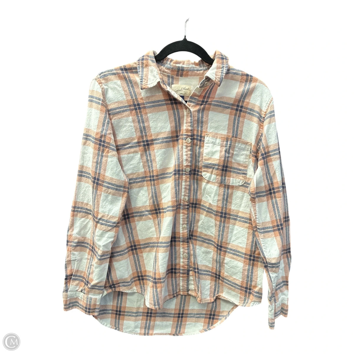 Top Long Sleeve By Universal Thread In Orange & White, Size: M