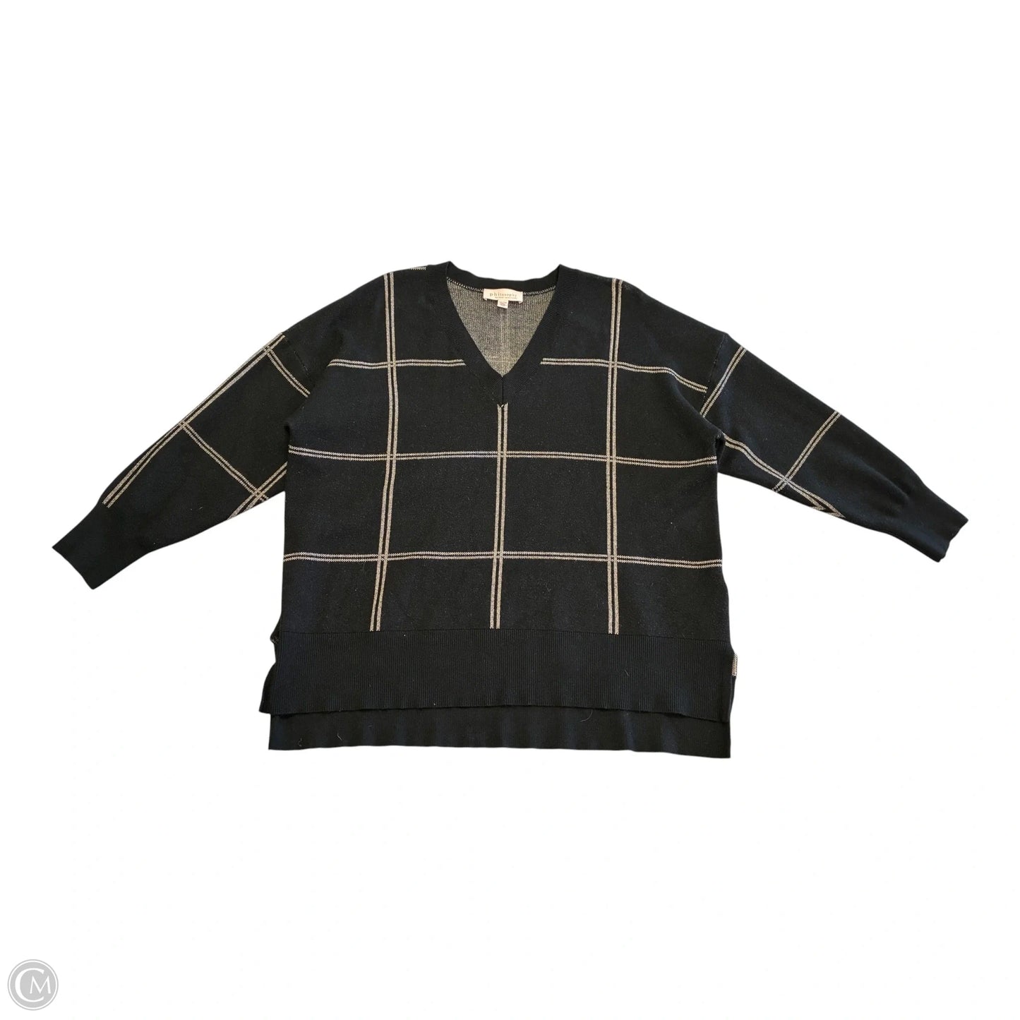 Sweater By Philosophy In Black & Tan, Size: 2x