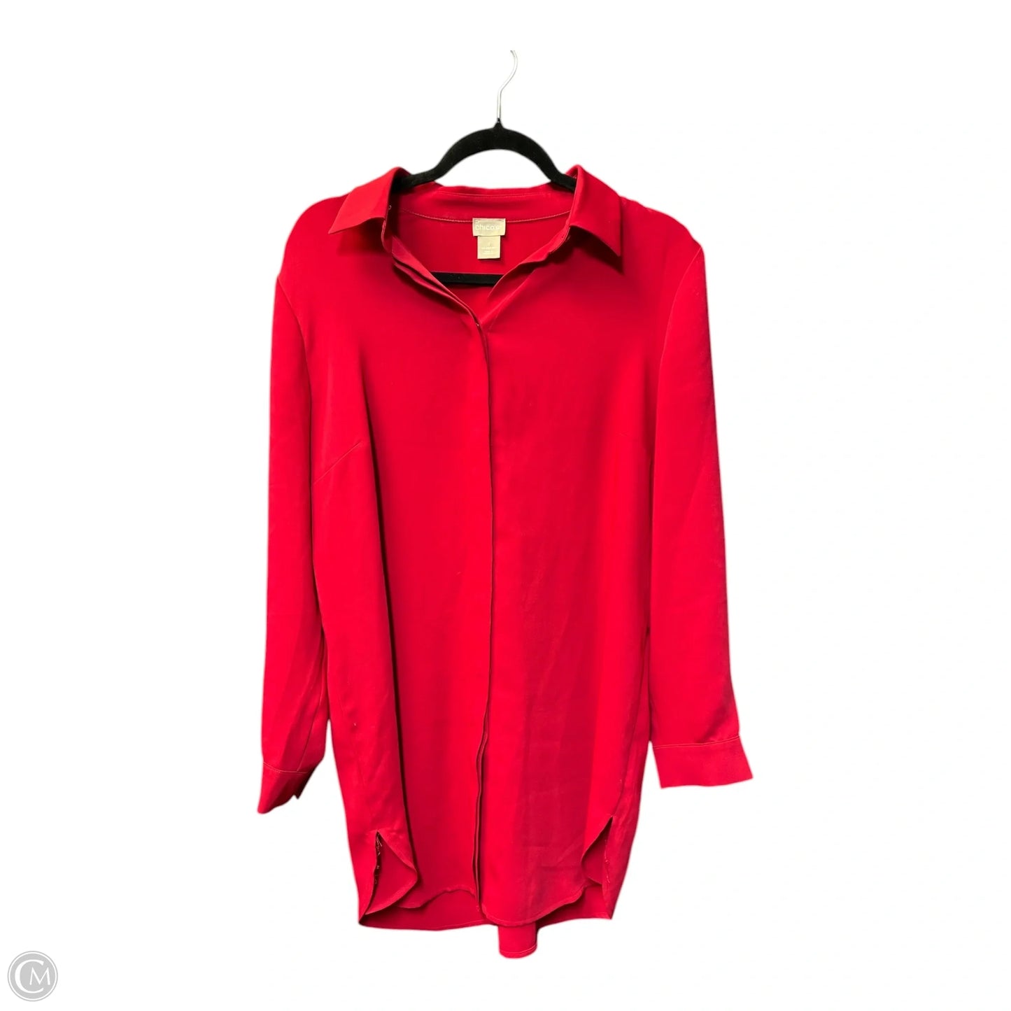 Blouse Long Sleeve By Chicos In Red, Size: M