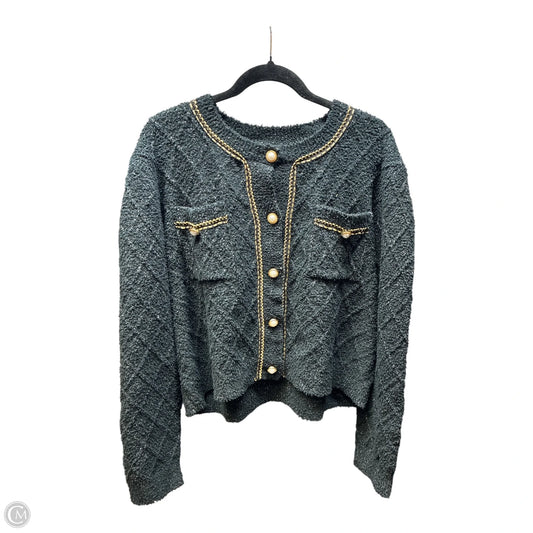 Sweater Cardigan By Clothes Mentor In Black & Gold, Size: Xl