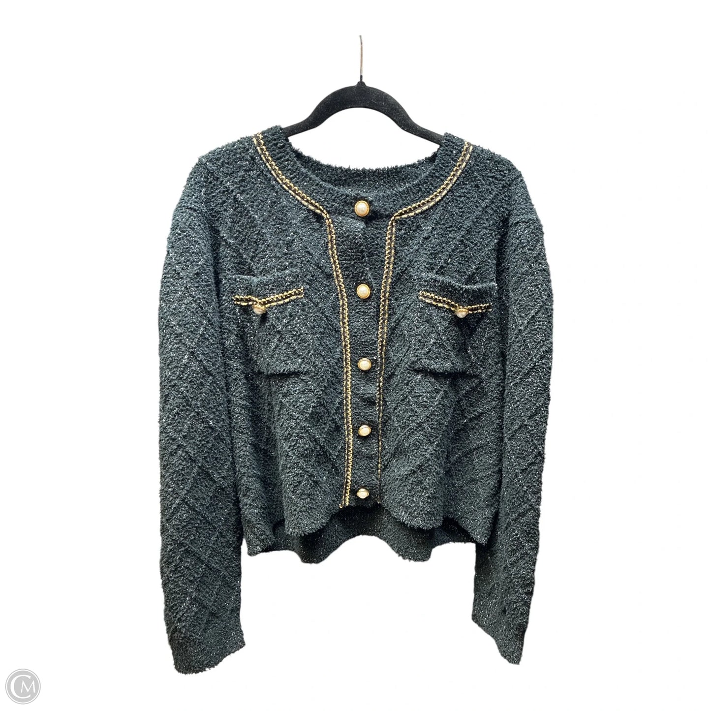 Sweater Cardigan By Clothes Mentor In Black & Gold, Size: Xl
