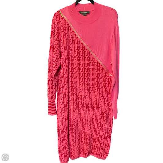 Dress Casual Midi By Ashley Scott In Pink & Red, Size: 2x