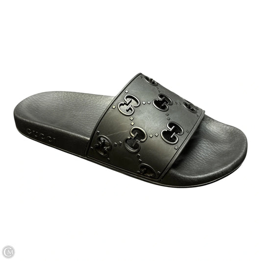 Sandals Luxury Designer By Gucci In Black, Size: 8