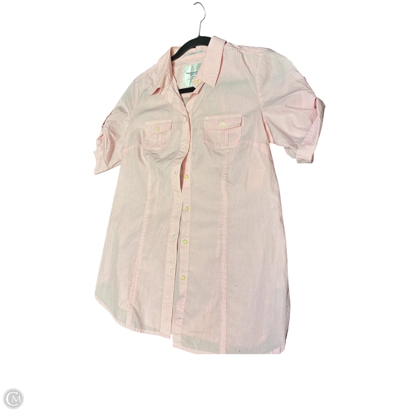 Blouse Short Sleeve By American Eagle In Pink, Size: M