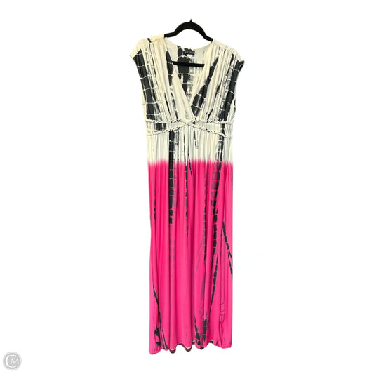 Dress Casual Maxi By Venus In Pink & White, Size: L