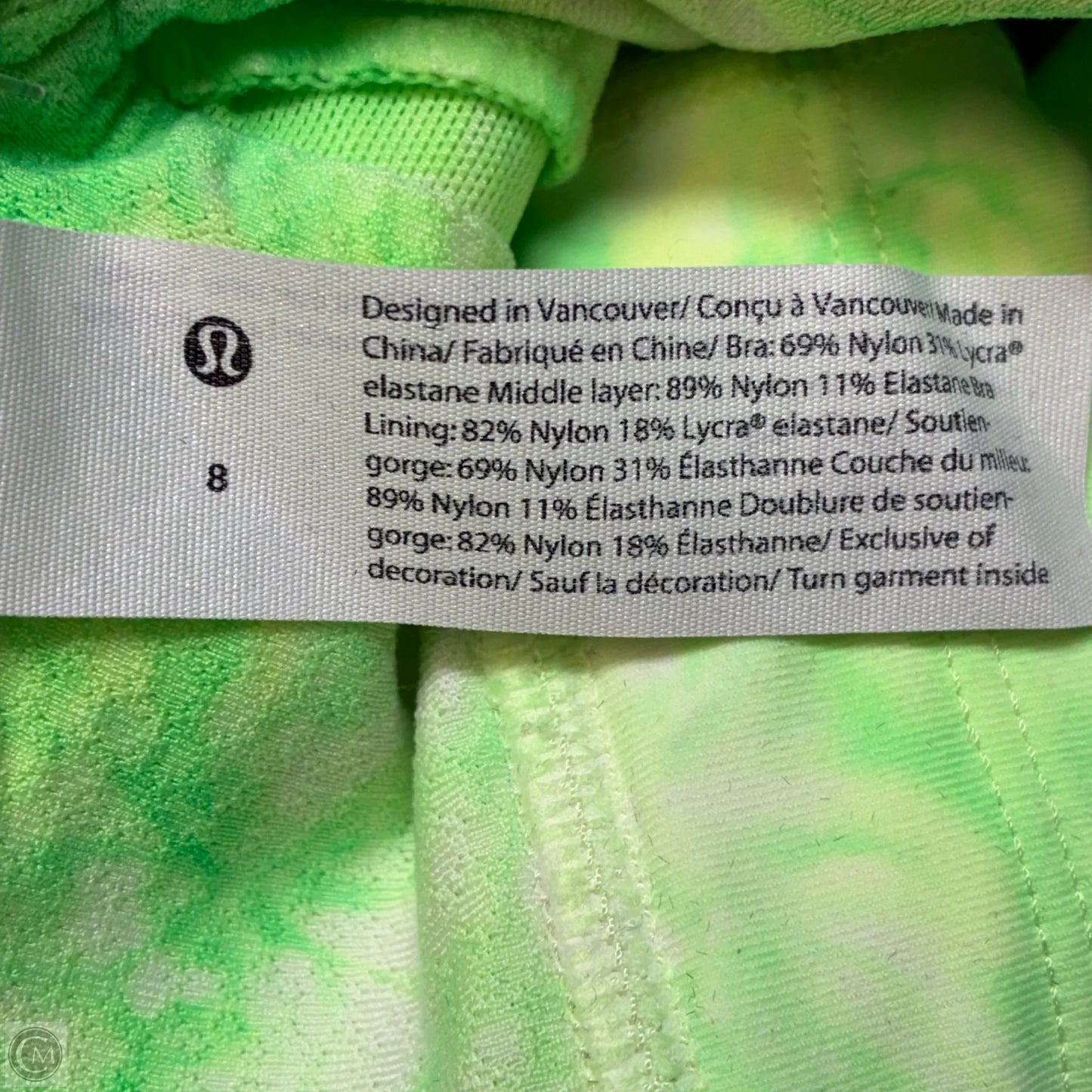 Athletic Bra By Lululemon In Green, Size: S