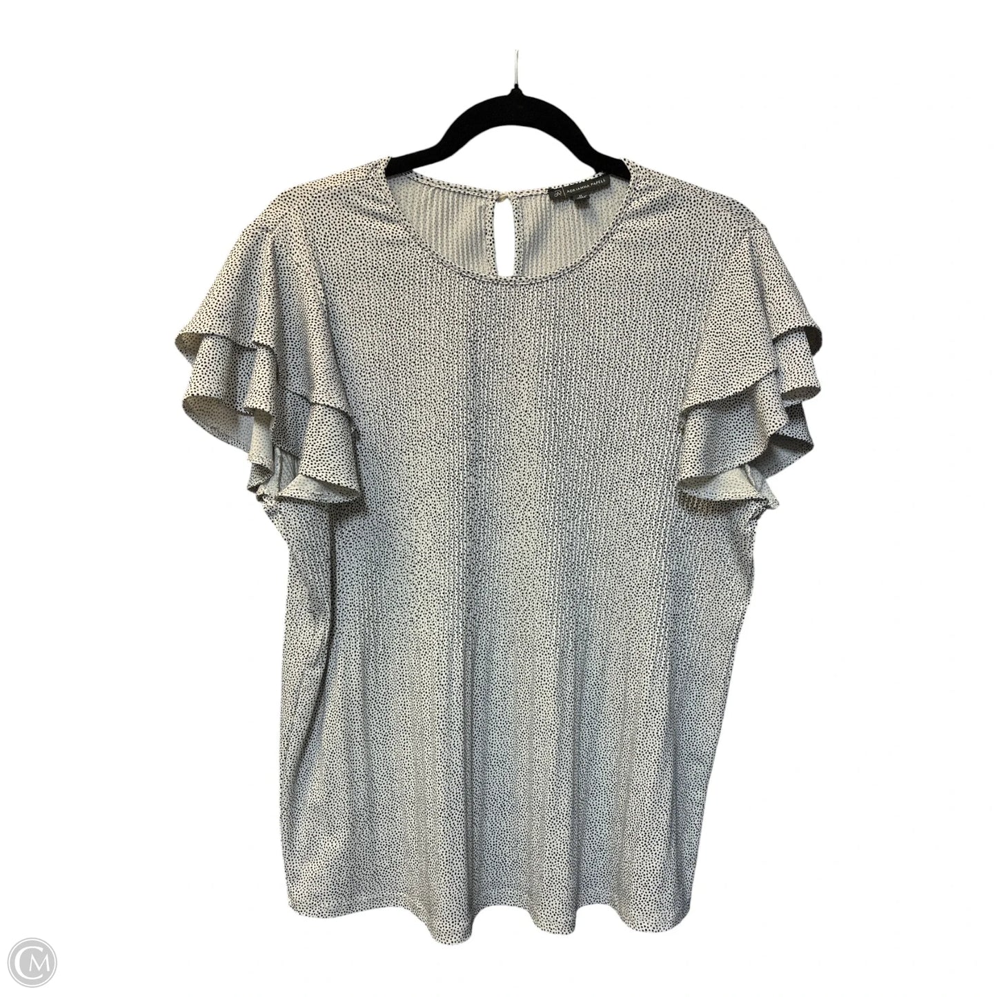 Blouse Short Sleeve By Adrianna Papell In Black & White, Size: M