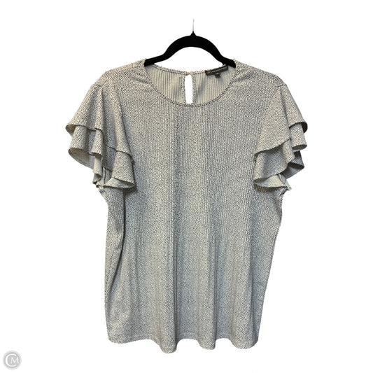Blouse Short Sleeve By Adrianna Papell In Black & White, Size: M
