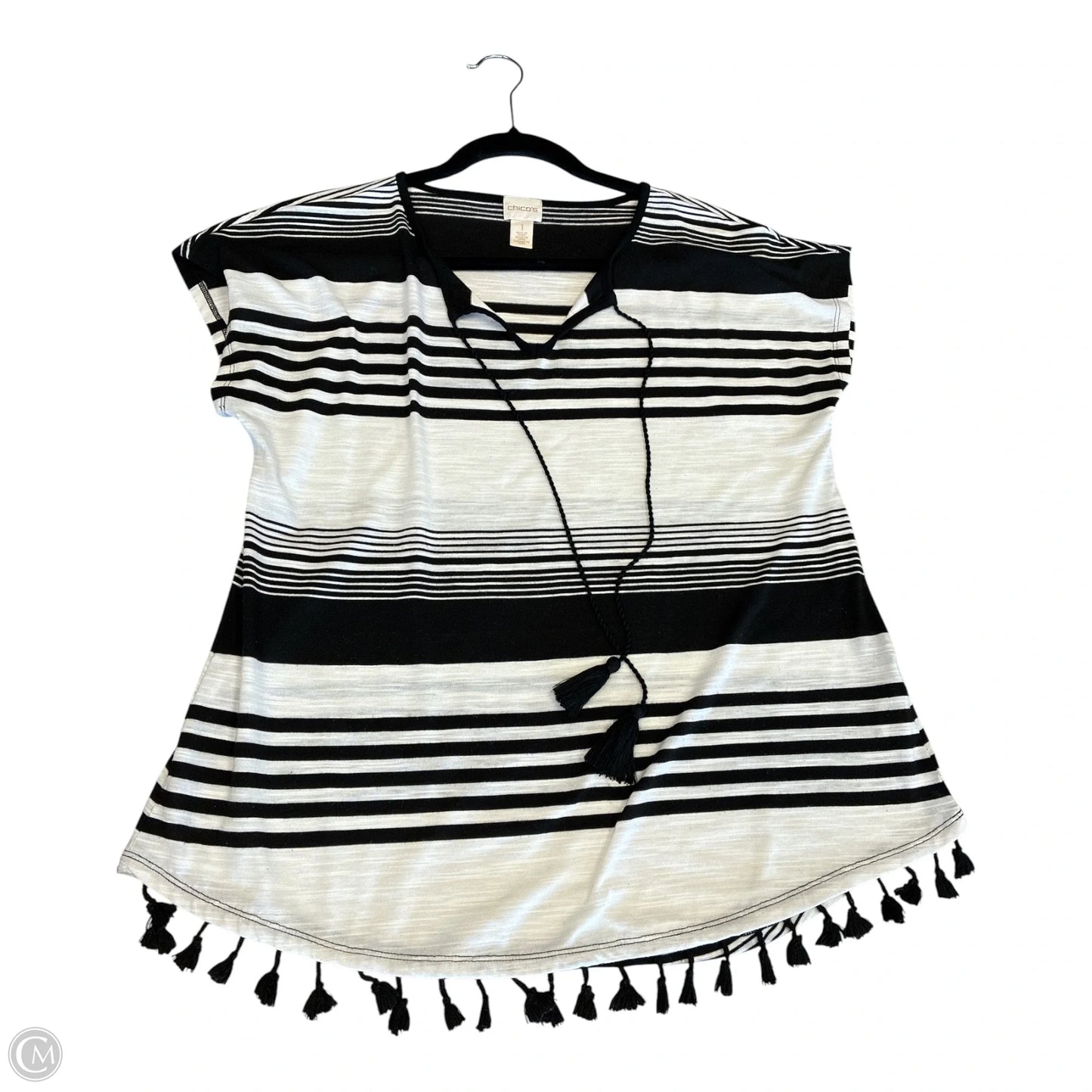 Top Short Sleeve By Chicos In Striped Pattern, Size: M