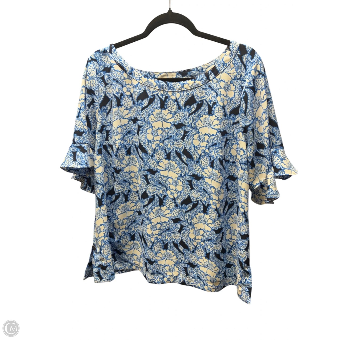 Blouse Short Sleeve By Loft In Blue, Size: Xl