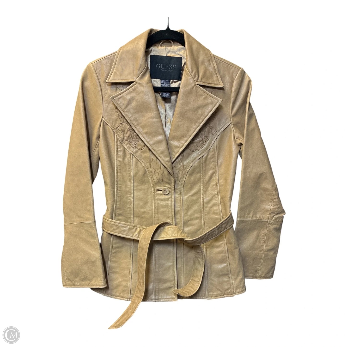 Jacket Leather By Guess In Tan, Size: Xs