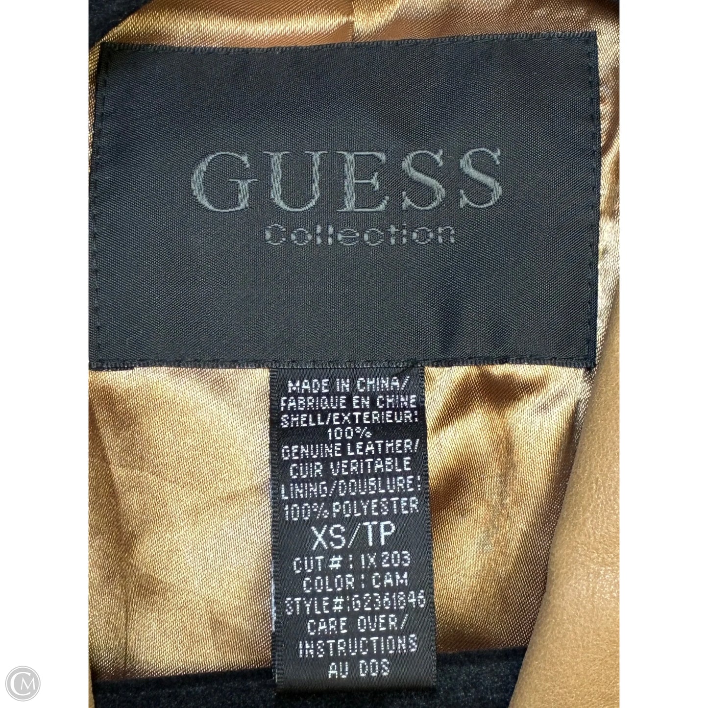 Jacket Leather By Guess In Tan, Size: Xs