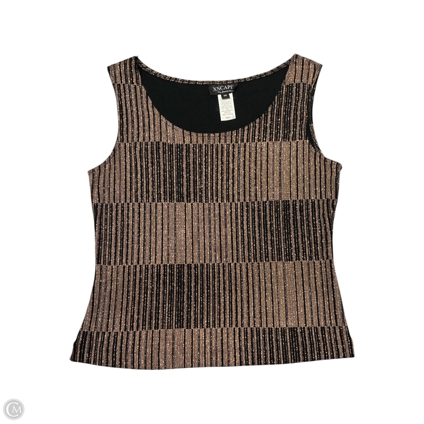 Top Sleeveless Designer By Xscape In Black & Gold, Size: M