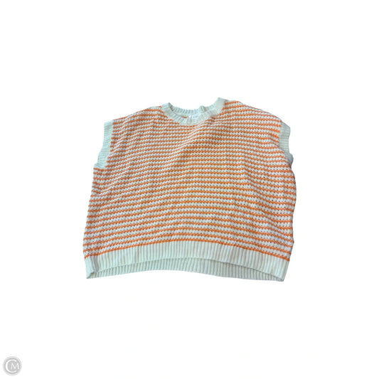 Sweater Short Sleeve By Cmf In Cream & Orange, Size: M