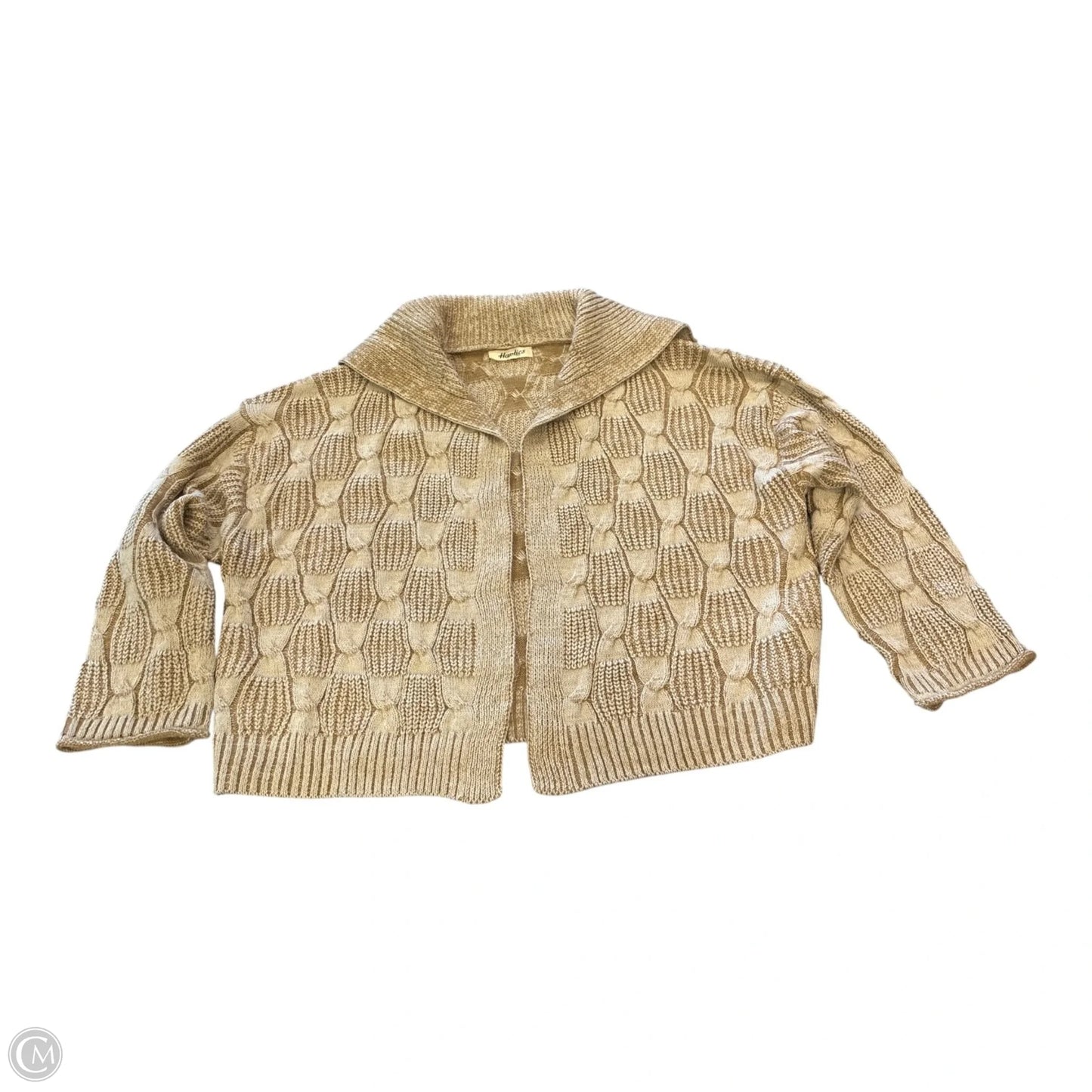 Sweater Cardigan By Haptics In Brown & Tan, Size: 1x