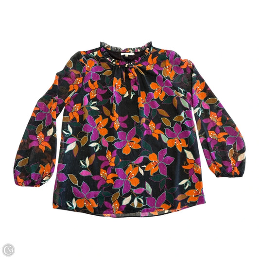 Blouse Long Sleeve By Calvin Klein In Floral Print, Size: M