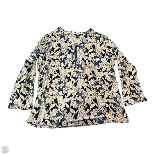 Top Long Sleeve By Robert Louis In Blue & White, Size: 3x