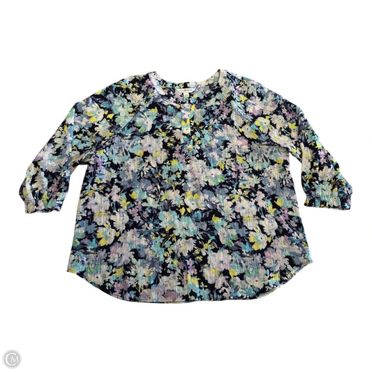 Top Long Sleeve By Counterparts In Floral Print, Size: Xl